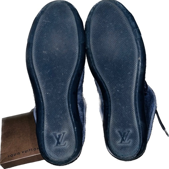 Louis Vuitton: Denim LV Monogram Brea High Top Sneakers - Picture 15 of 16
